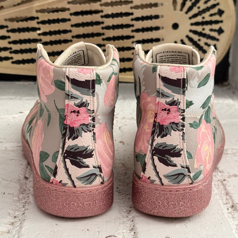 Coach Women's  High Top sneakers shoes pink floral size 6b - Picture 6 of 11